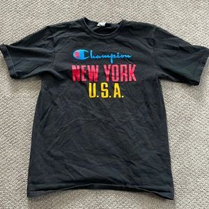 Vintage Champion New York Spellout T Shirt. Medium